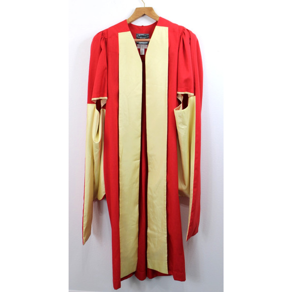 Vintage J. Wippell & Co Red & Gold Graduation Academic Robe Gown 52" England - Picture 7 of 12